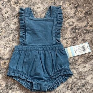 Blue Ruffled Baby Romper